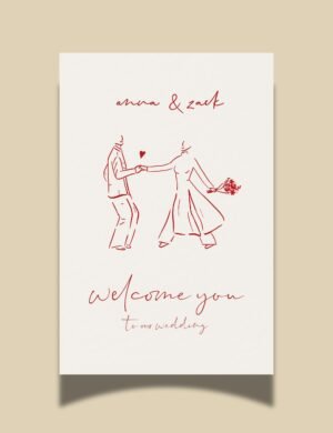 vietnamese bride dancing in ao dai illustration on welcome sign template