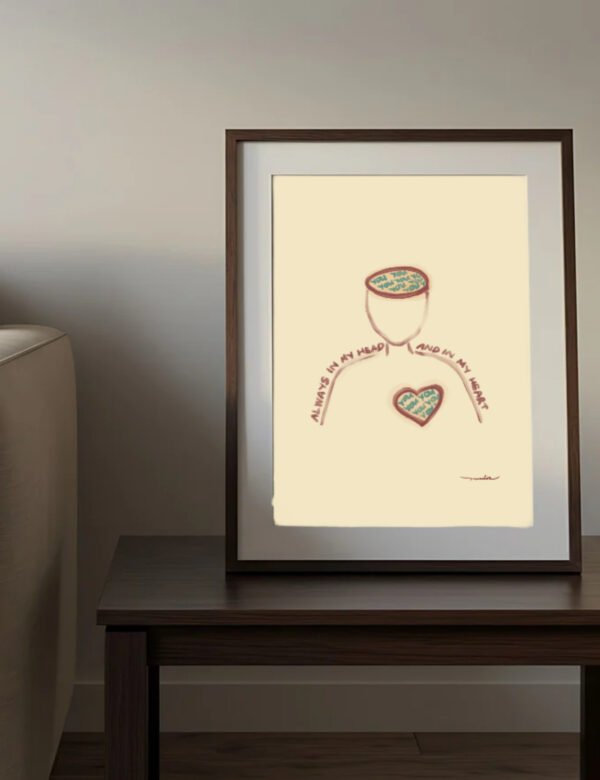 always in my head and my heart long distance relationship art print by munikoz