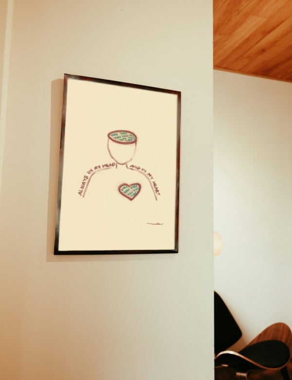 always in my head and my heart long distance relationship art print by munikoz