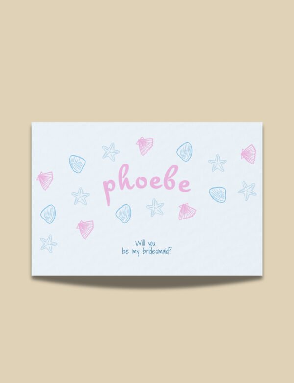 bridesmaid proposal card template for beach wedding theme by munikoz