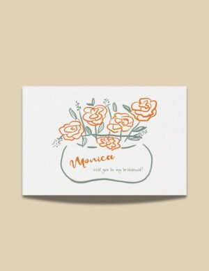 rose vase illustration bridesmaid proposal card template by munikoz