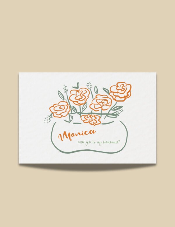 rose vase illustration bridesmaid proposal card template by munikoz