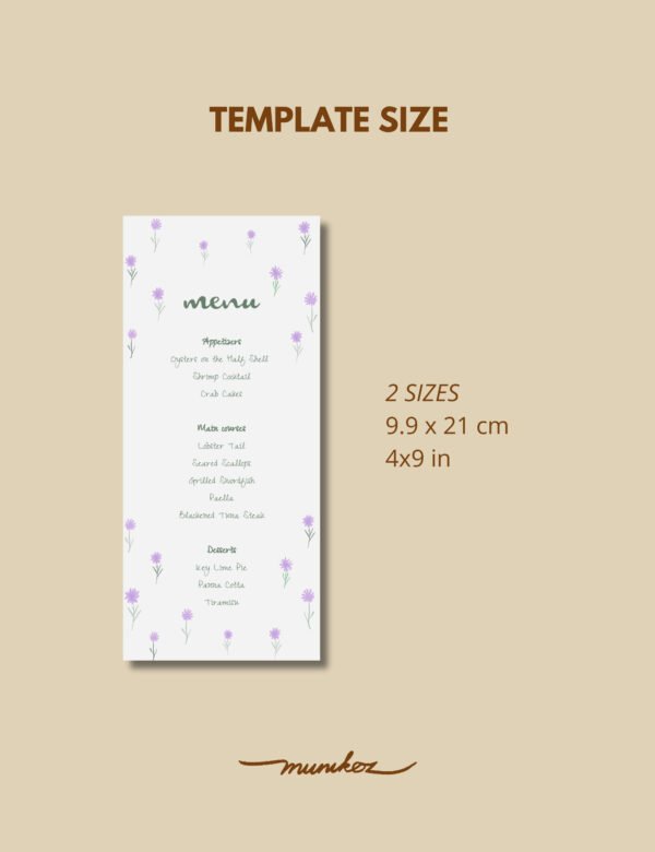 flying purple wild flower menu card template by munikoz
