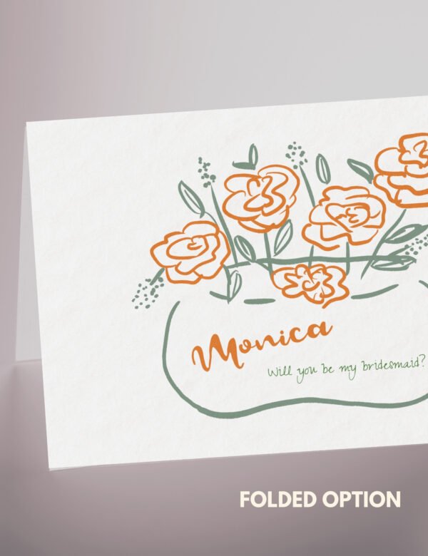 rose vase illustration bridesmaid proposal card template by munikoz