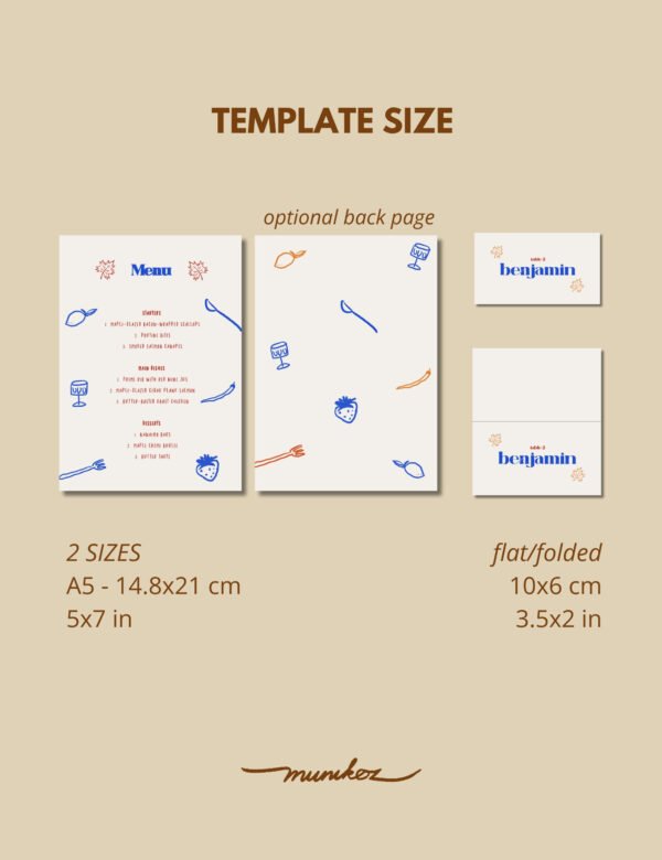 size of menu card place card with maple leave and party doodles by munikoz