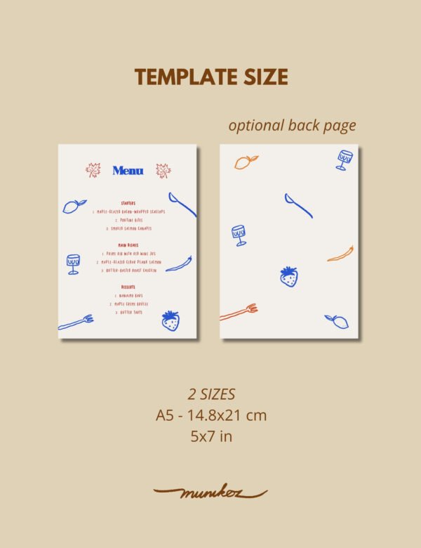 size of menu card with maple leave and party doodles by munikoz