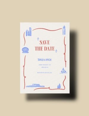 vancouver save the date card hand drawn city building by munikoz
