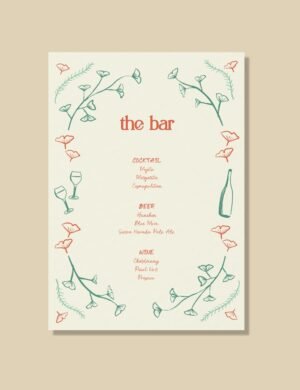 hand drawn vintage ginkgo illustration bar menu card template set by munikoz