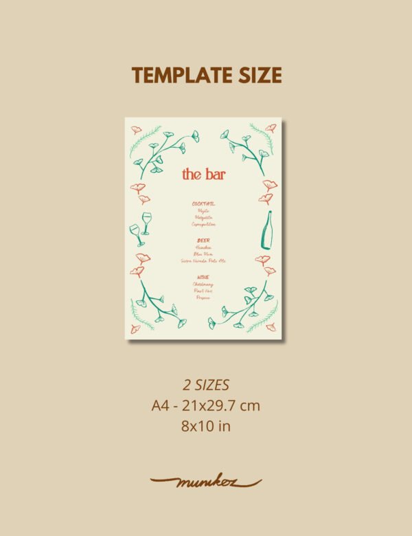 hand drawn vintage ginkgo illustration bar menu card template set by munikoz