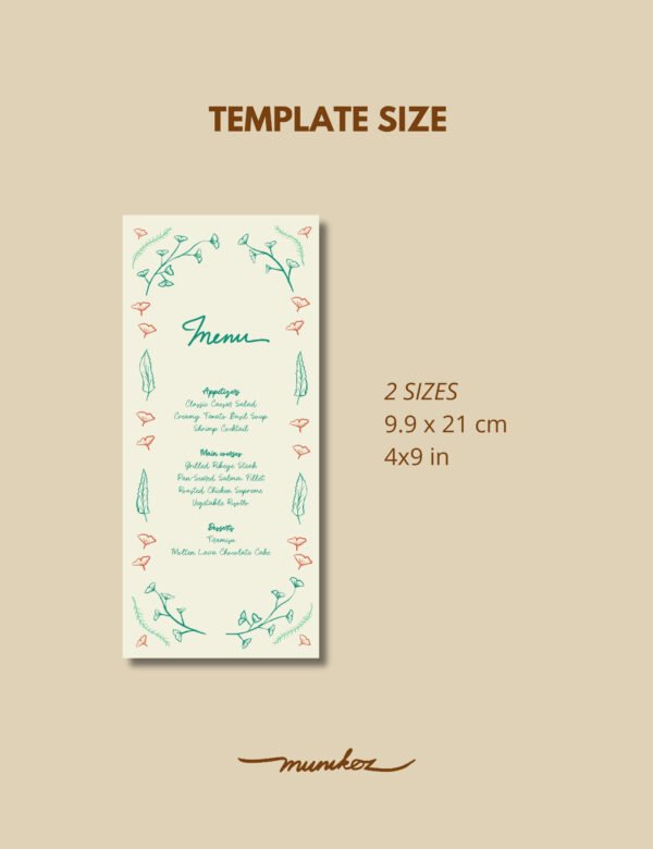 hand drawn vintage ginkgo illustration whimsical long menu template set by munikoz