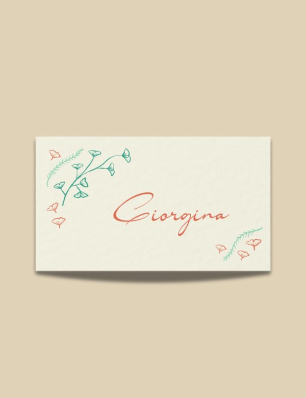 hand drawn vintage ginkgo illustration whimsical place card template set by munikoz