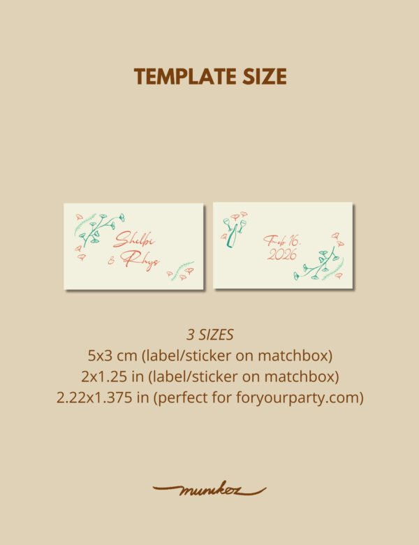 hand drawn vintage ginkgo illustration matchbox template wedding favors by munikoz