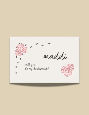 whimsical hand drawn rose vine frame bridesmaid proposal card template by munikoz