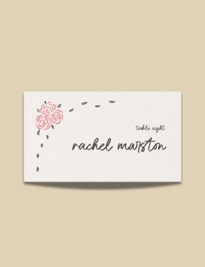 whimsical hand drawn rose vine frame place card template by munikoz