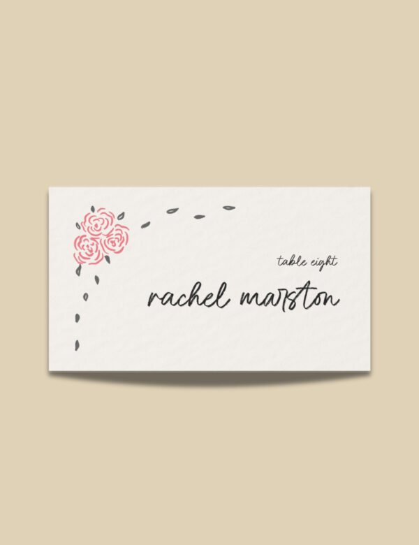 whimsical hand drawn rose vine frame place card template by munikoz