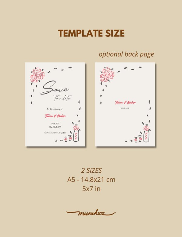 whimsical hand drawn rose vine frame save the date template by munikoz