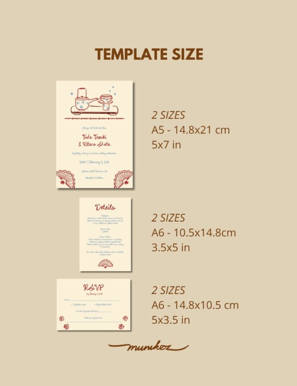 Japan inspired WEDDING INVITATION template Hand drawn Japanese tradition San san kudo ceremony illustration Modern Shinto wedding card by munikoz