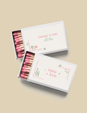 pink curvy line with silly party doodles matchbox wedding favor template by munikoz