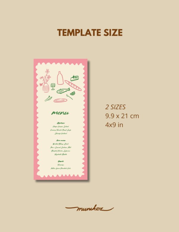 wavy frame with simple hand drawn dinning items menu card template by munikoz