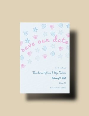 hand drawn seashell save the date card template for coastal wedding theme by munikoz