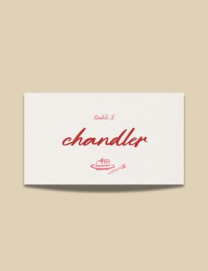 simple red hand drawn whimsical illustration on place card template by munikoz