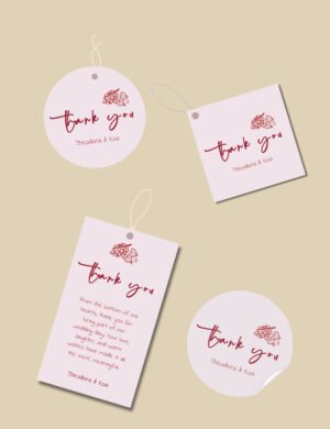 whimsical hand drawn rose vine frame wedding favor tag template set by munikoz