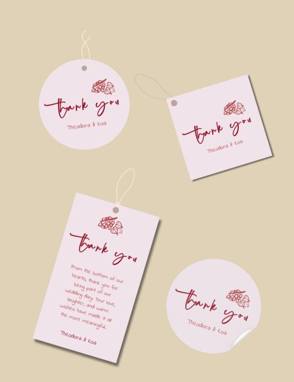 whimsical hand drawn rose vine frame wedding favor tag template set by munikoz