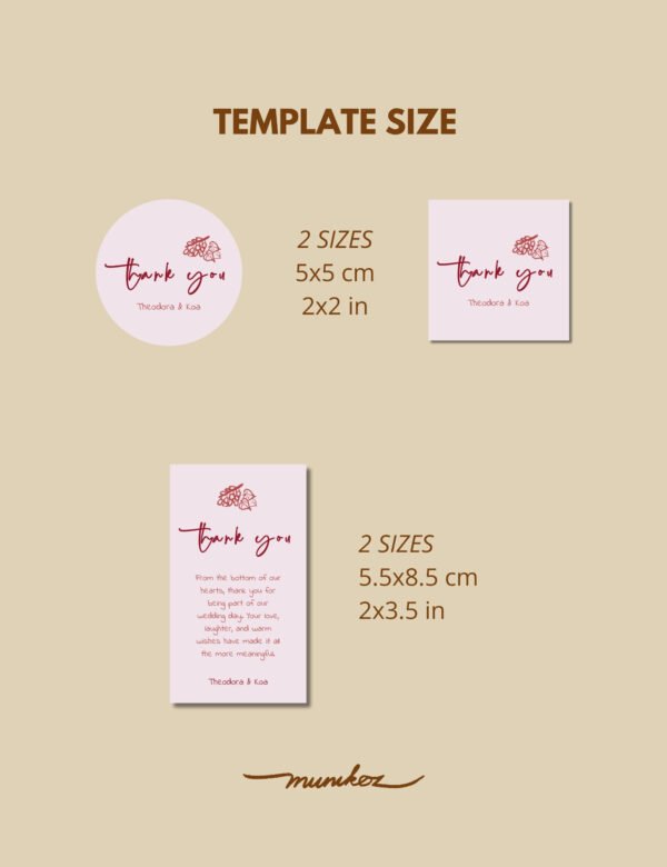 whimsical hand drawn rose vine frame wedding favor tag template set by munikoz