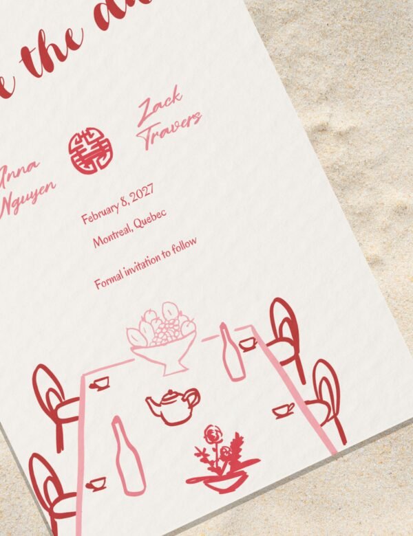 red vietnamese tea wedding ceremony save the date