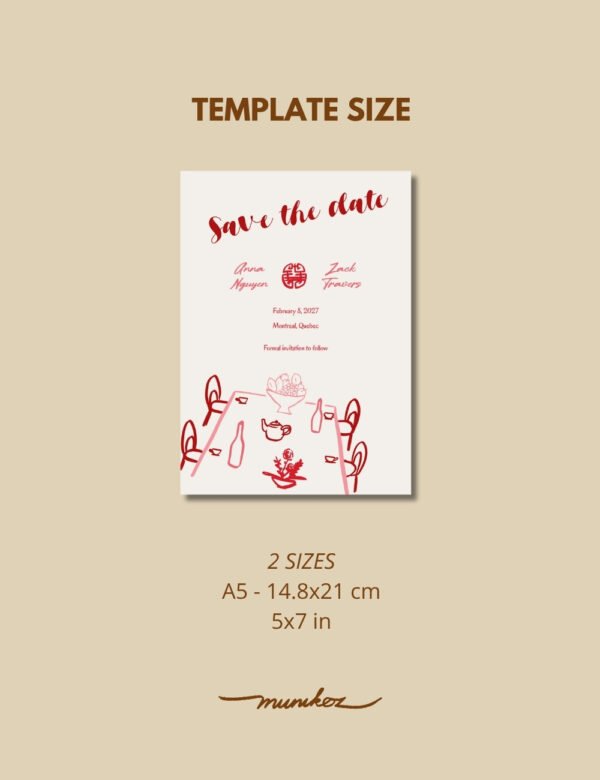 size of save the date template featuring vietnamese traditional tea ceremony
