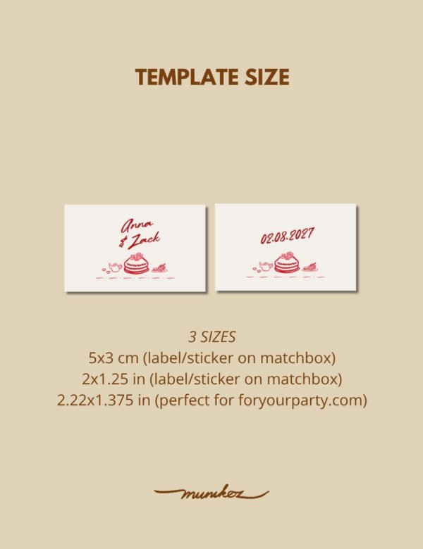 size of matchbox template with some vietnamese wedding item illustrations