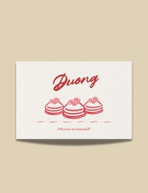 vietnamese bridesmaid proposal card with vietnamese traditional wedding item hand drawn illustrations