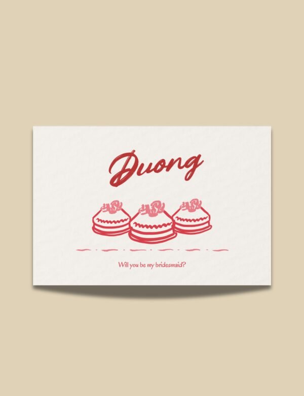 vietnamese bridesmaid proposal card with vietnamese traditional wedding item hand drawn illustrations