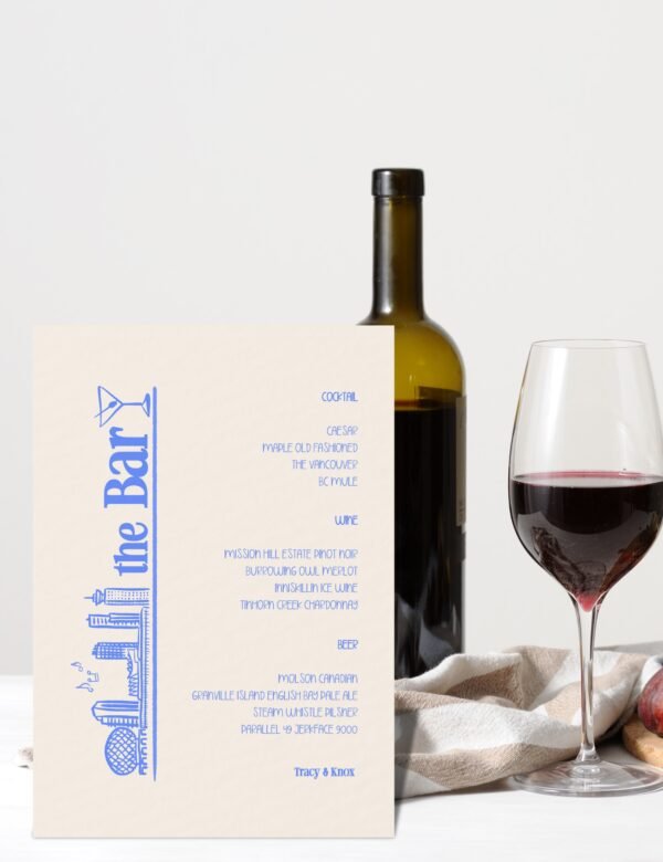 vancouver bar menu card hand drawn city building by munikoz