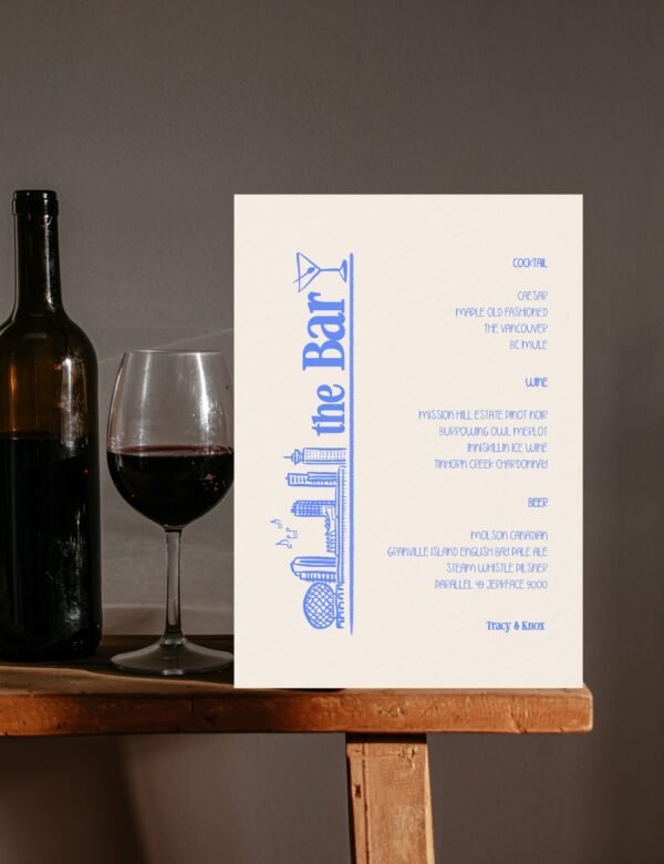 vancouver bar menu card hand drawn city building by munikoz