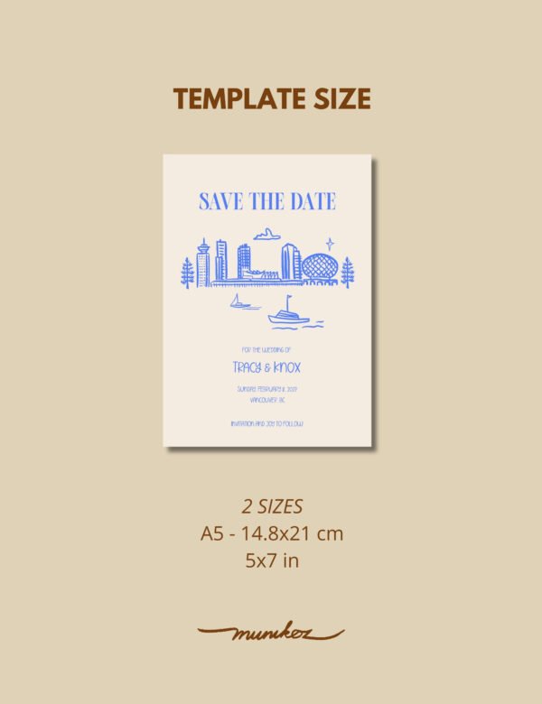 vancouver save the date hand drawn vancouver skyline illustration by munikoz for canada destination wedding