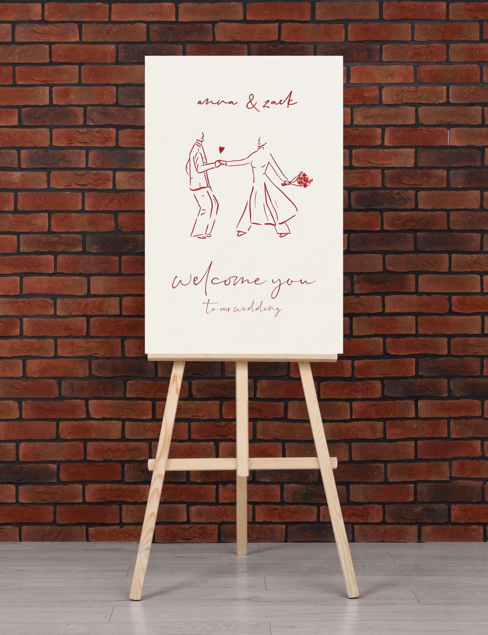 vietnamese bride dancing in ao dai illustration on welcome sign template