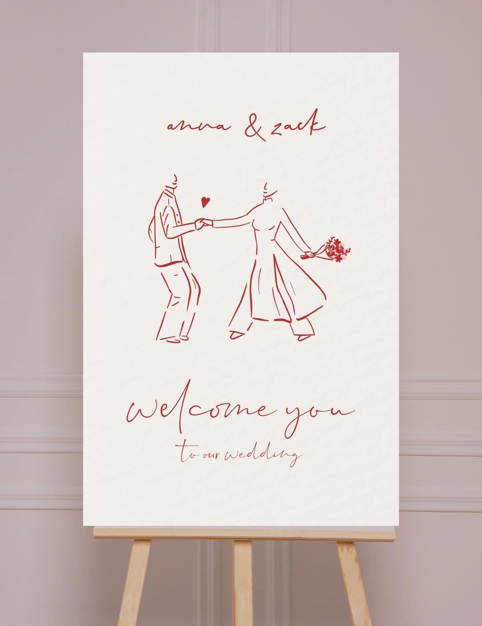 vietnamese bride dancing in ao dai illustration on welcome sign template