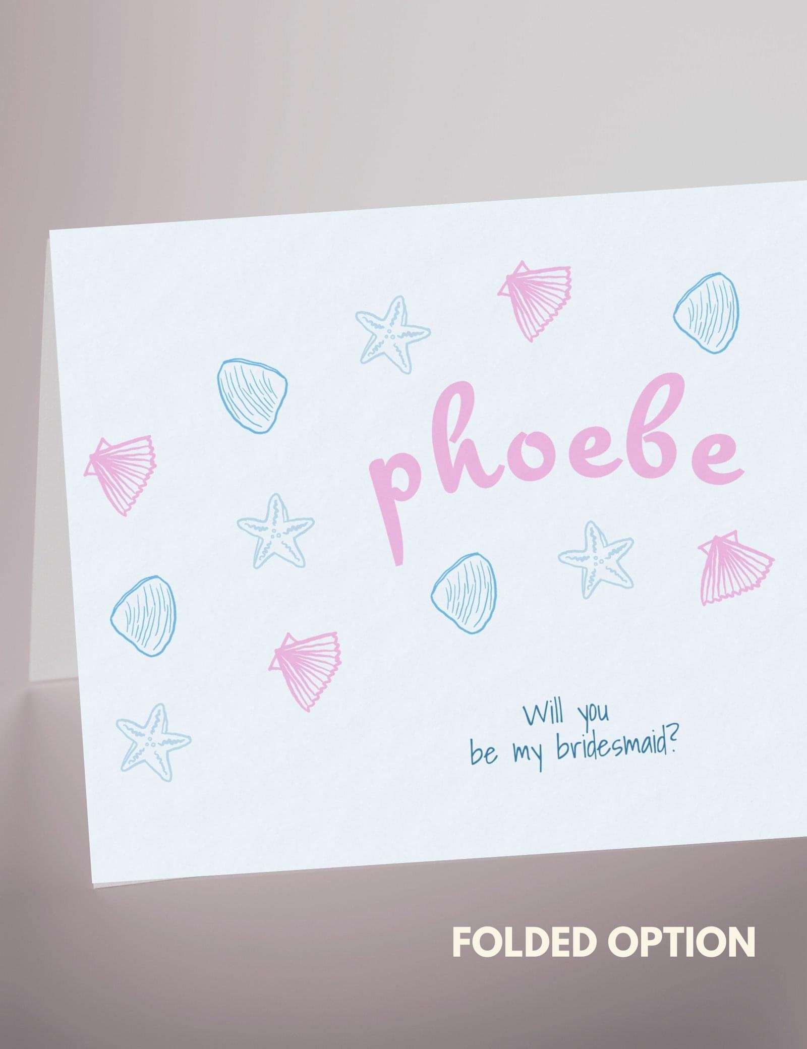 bridesmaid proposal card template for beach wedding theme by munikoz