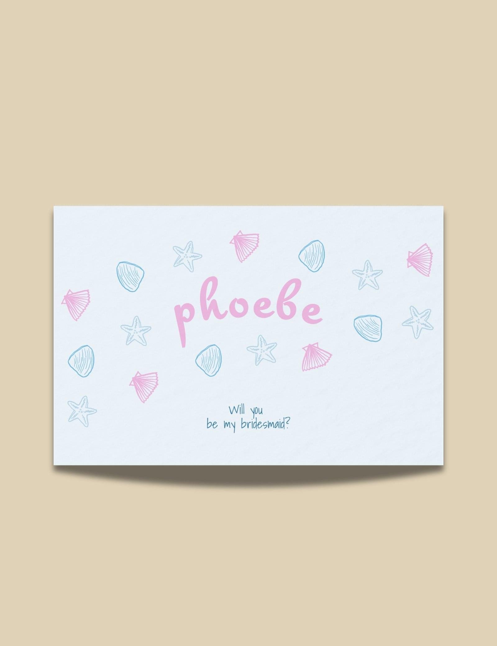 bridesmaid proposal card template for beach wedding theme by munikoz