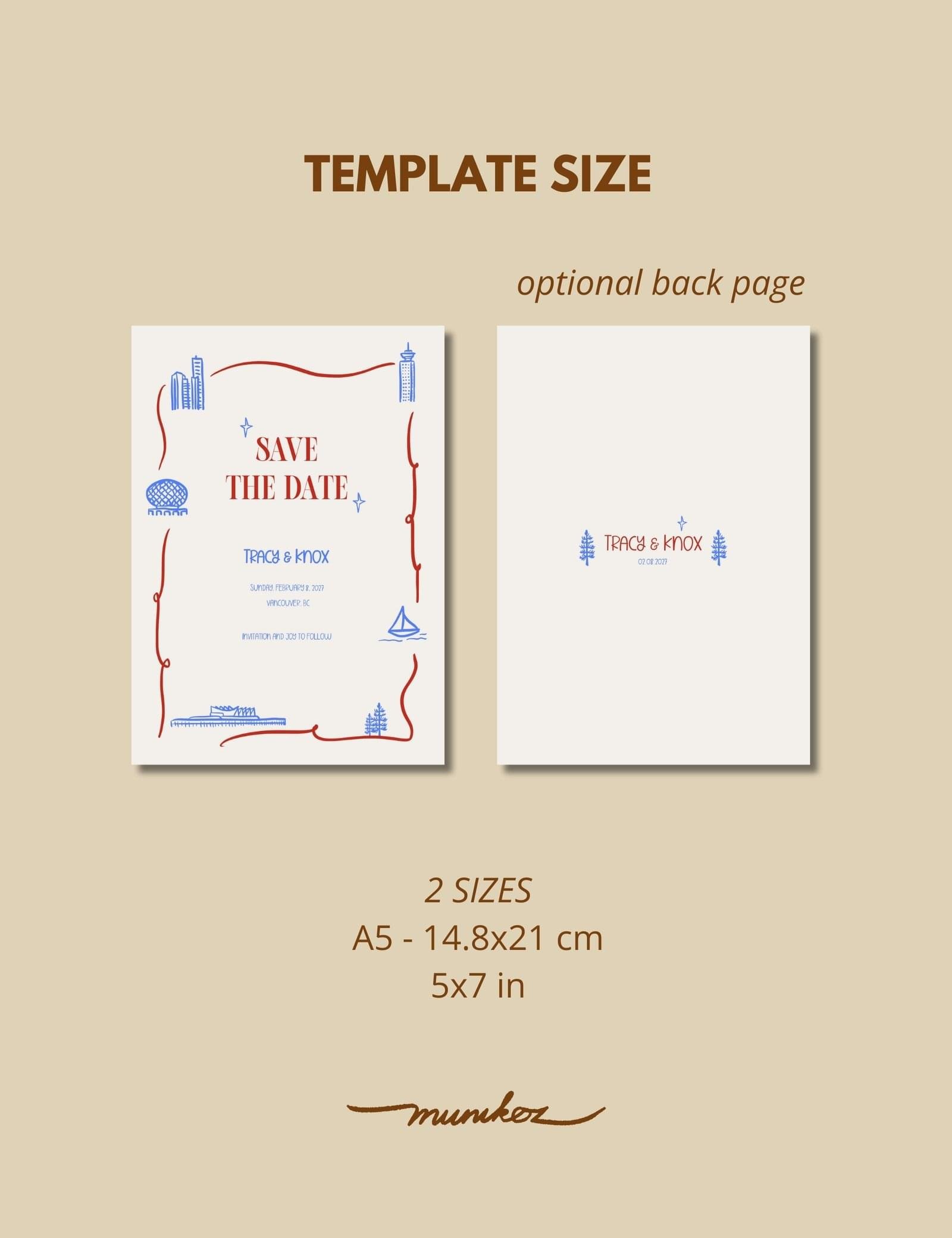 vancouver save the date hand drawn vancouver skyline illustration by munikoz for canada destination wedding