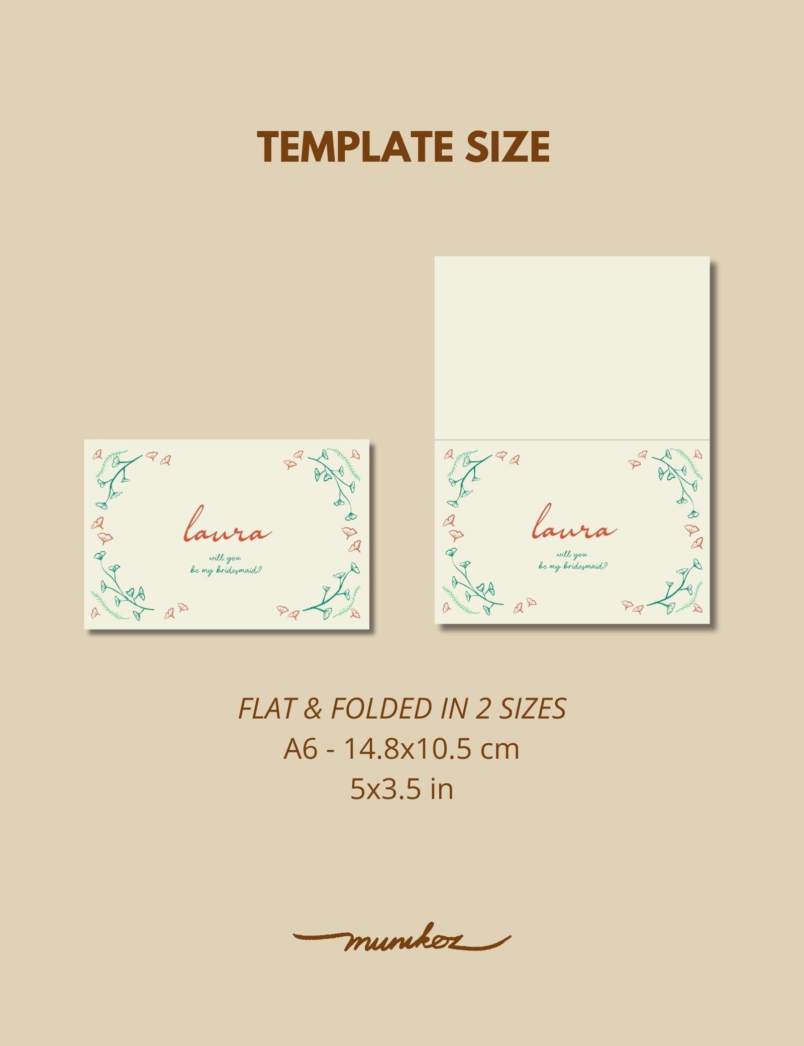 hand drawn vintage ginkgo illustration bridesmaid proposal card template set by munikoz