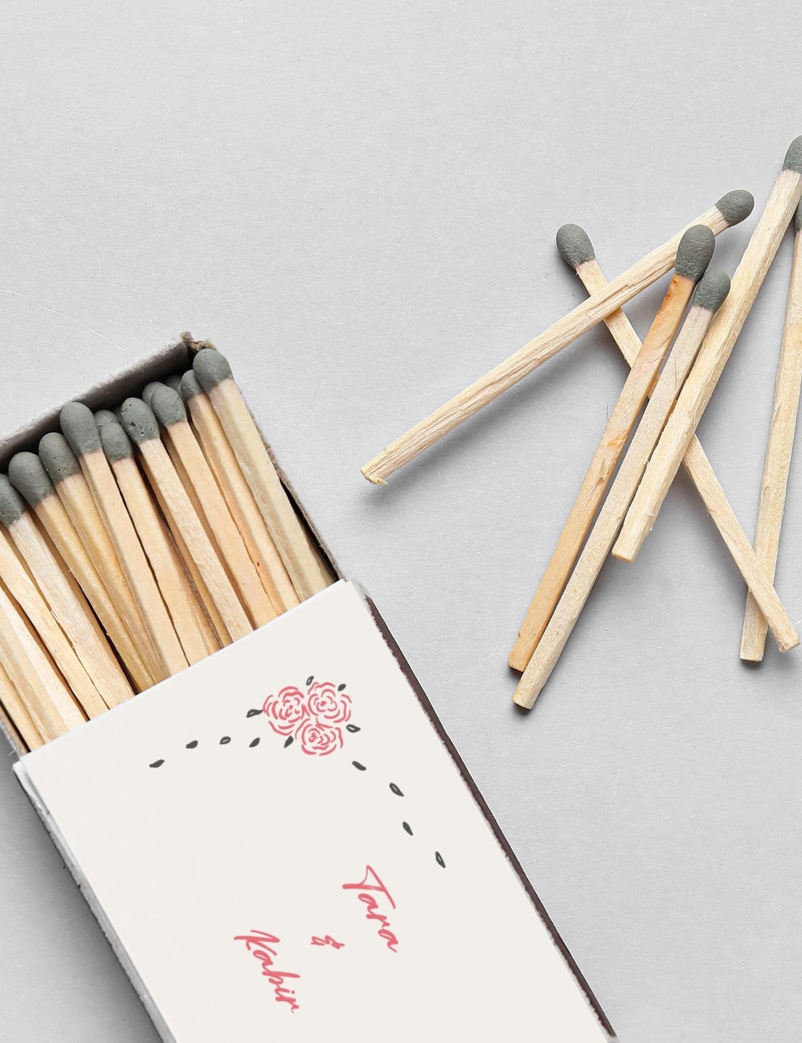 whimsical hand drawn rose vine frame matchbox wedding favor template by munikoz