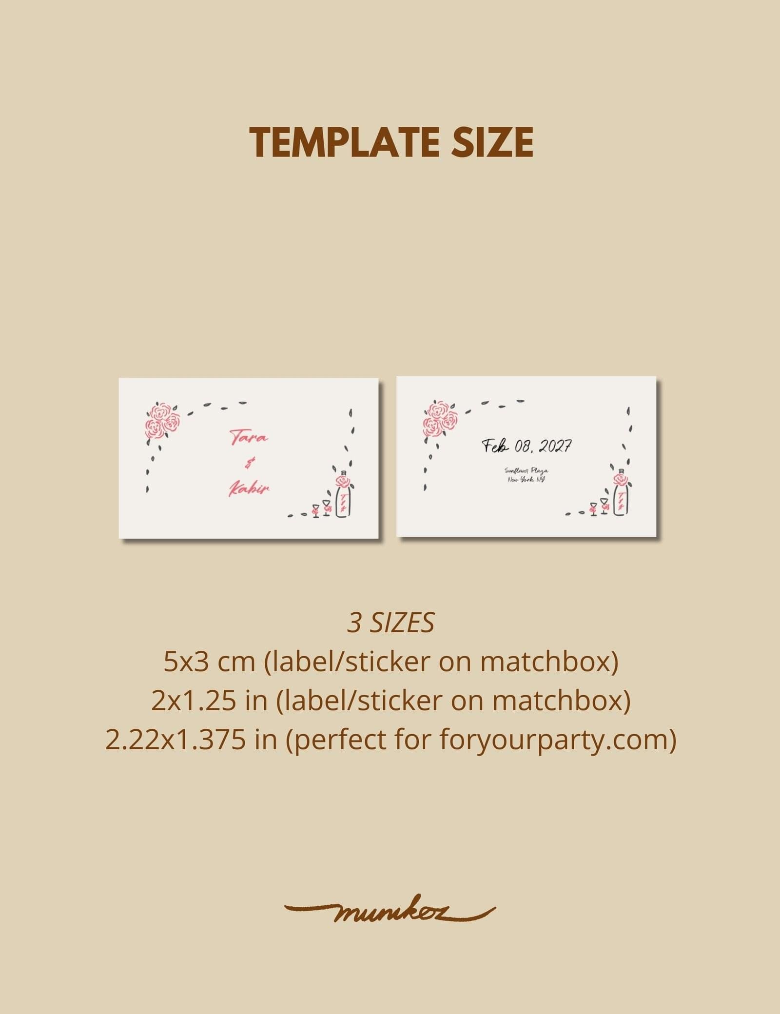 whimsical hand drawn rose vine frame matchbox wedding favor template by munikoz