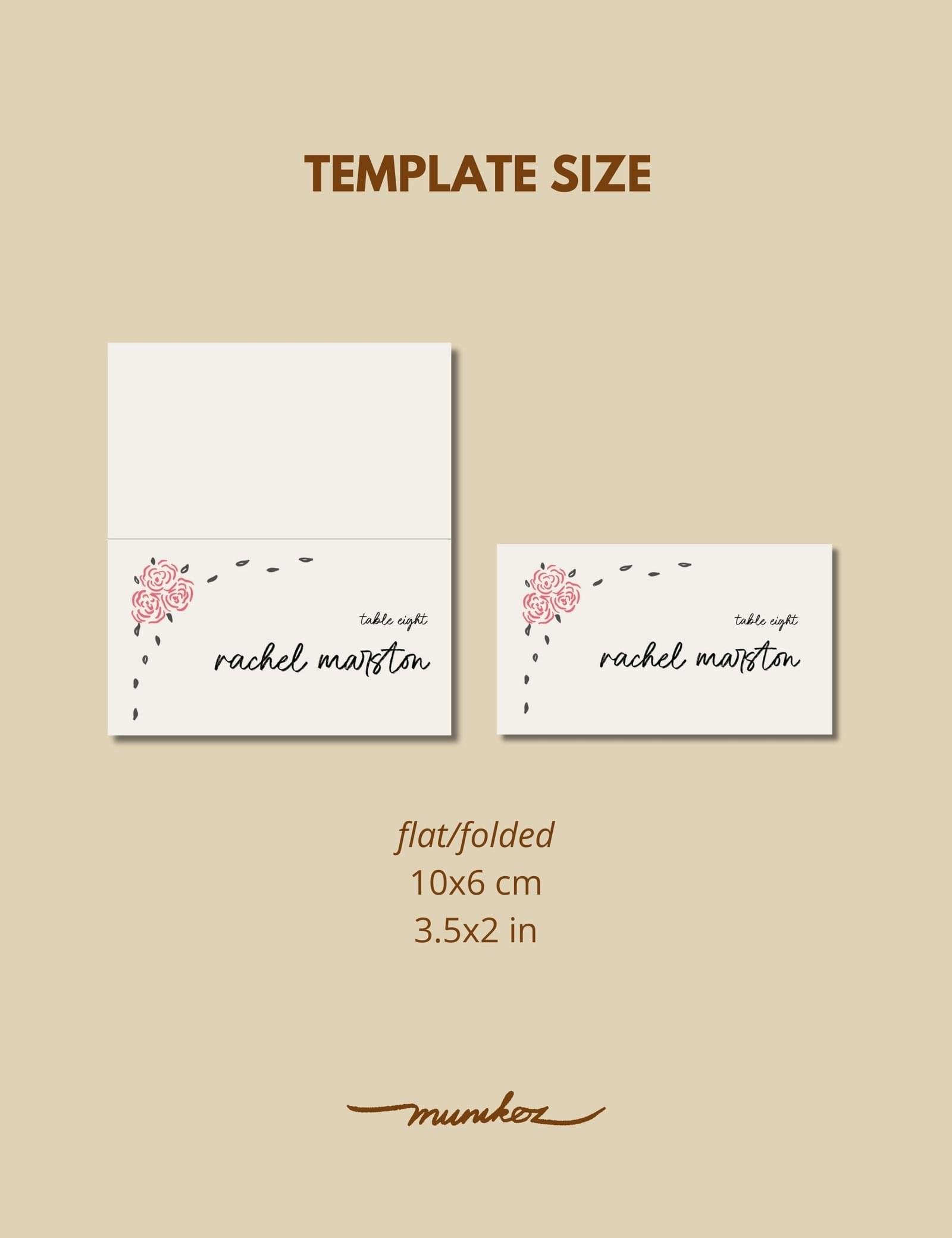 whimsical hand drawn rose vine frame place card template by munikoz