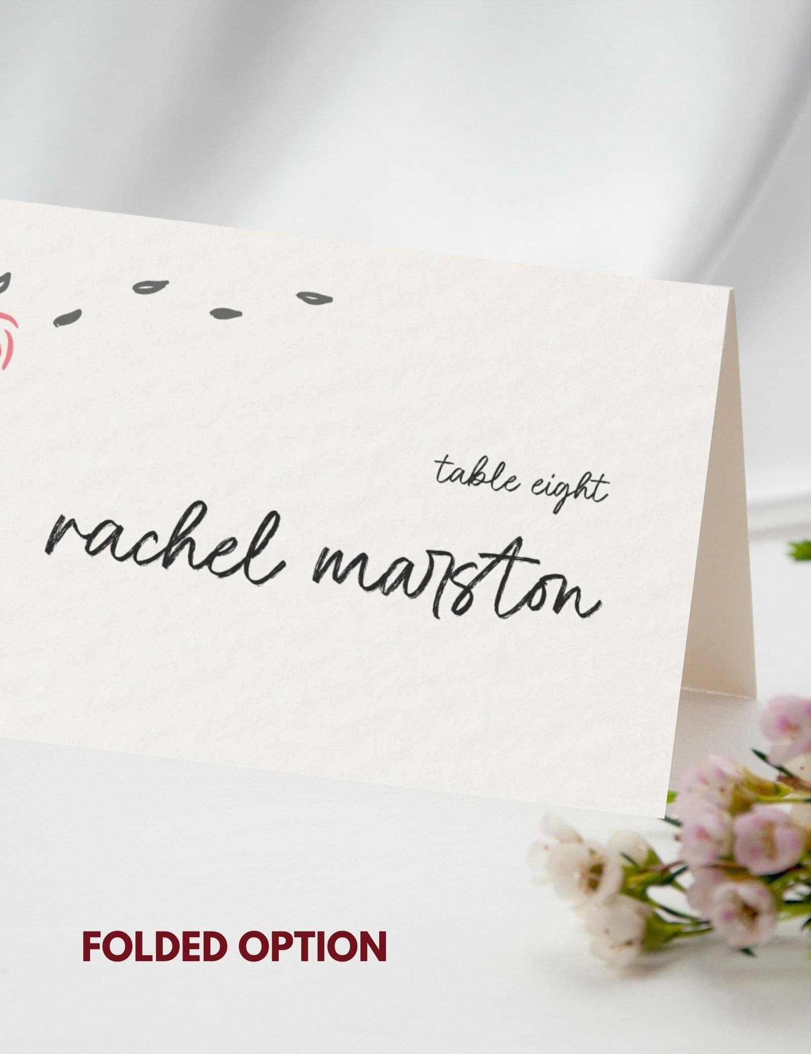 whimsical hand drawn rose vine frame place card template by munikoz
