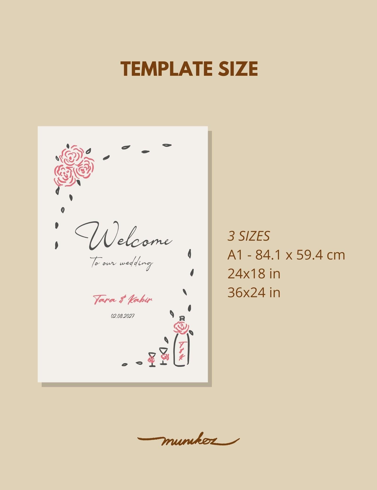 whimsical hand drawn rose vine frame welcome sign by munikoz