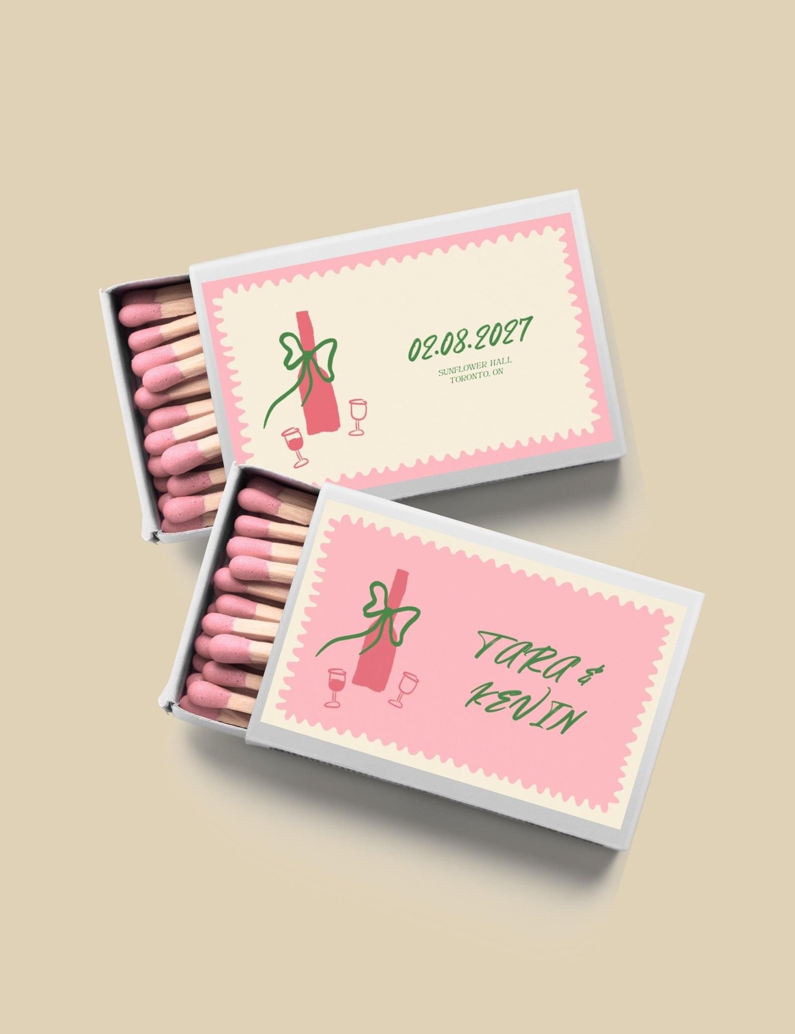 wavy frame with simple hand drawn dinning items matchbox wedding favor template by munikoz