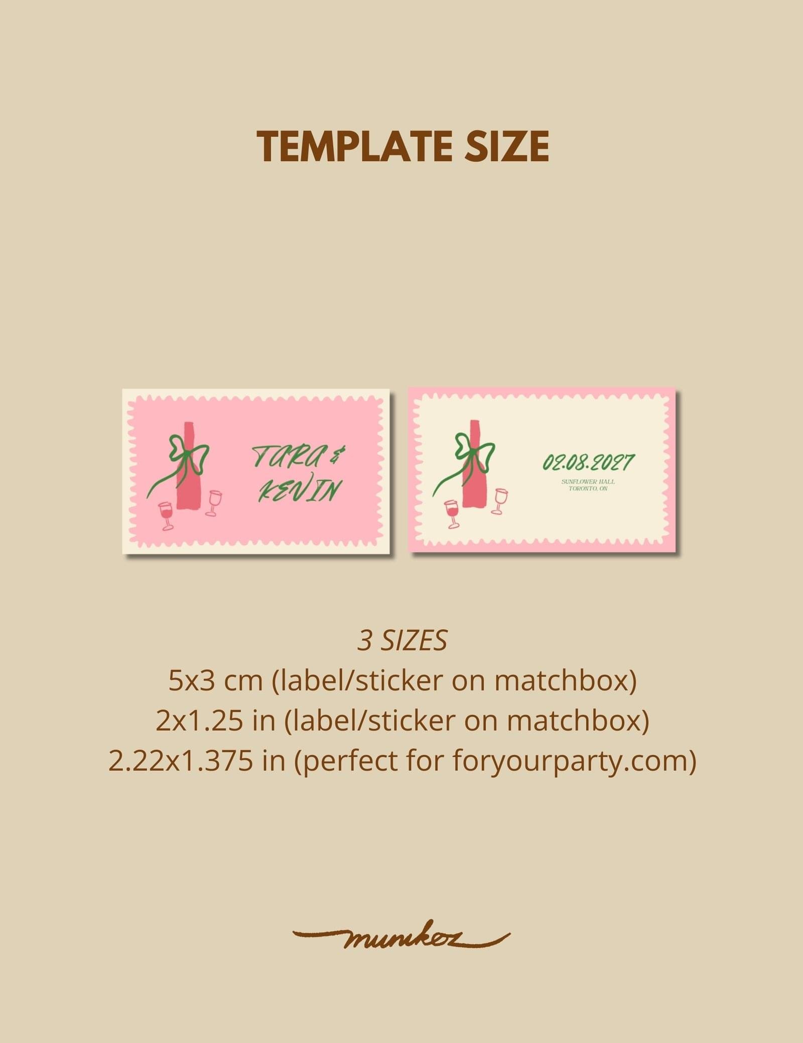 wavy frame with simple hand drawn dinning items matchbox wedding favor template by munikoz
