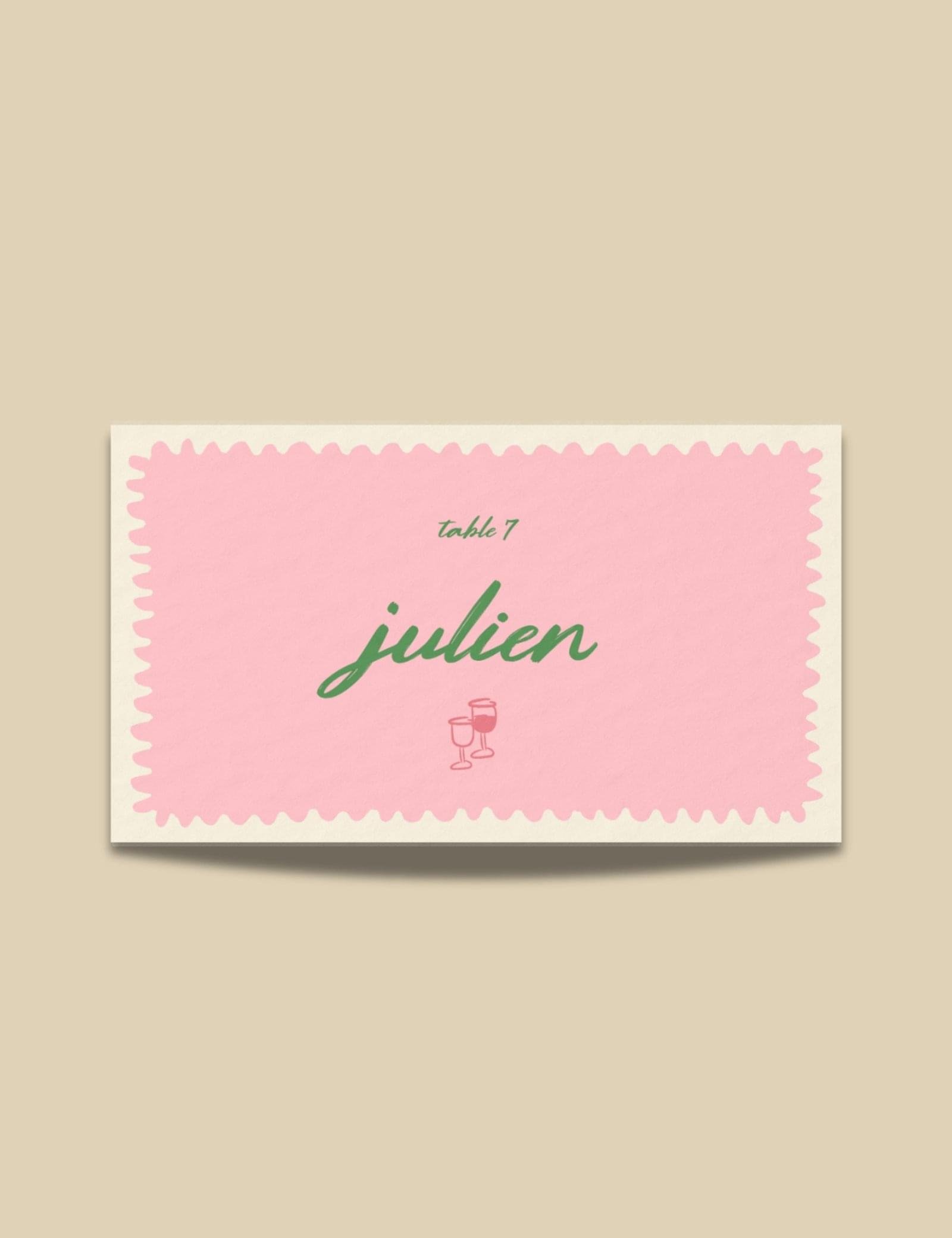 wavy frame with simple hand drawn wine glass place card template by munikoz